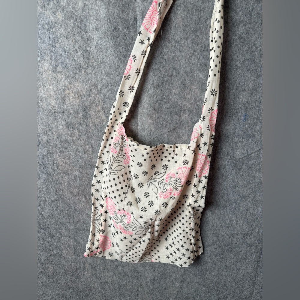 Free People Floral Colorblock Print Gauze Satchel‎ Linen Reusable Bag